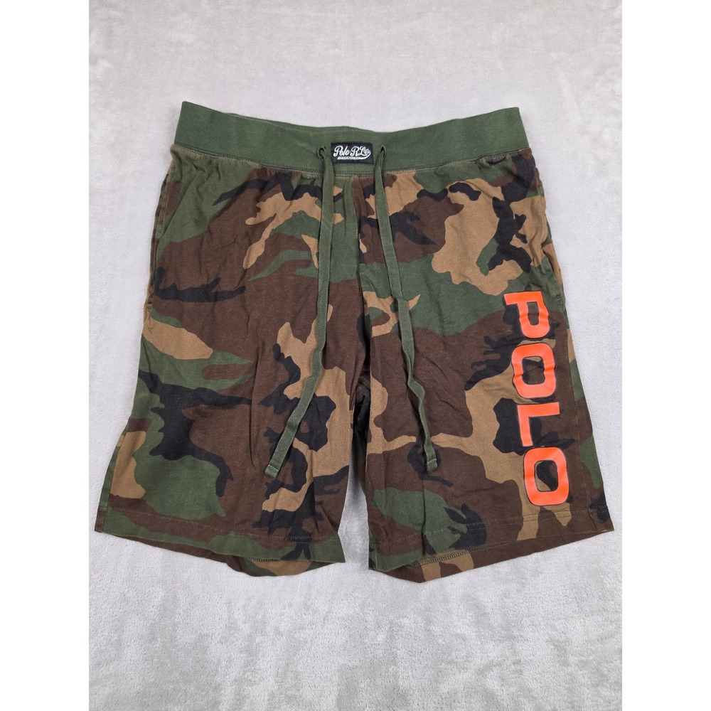 Polo Ralph Lauren Sleepwear Shorts Mens M Camo Orange Logo Drawstring Pocket